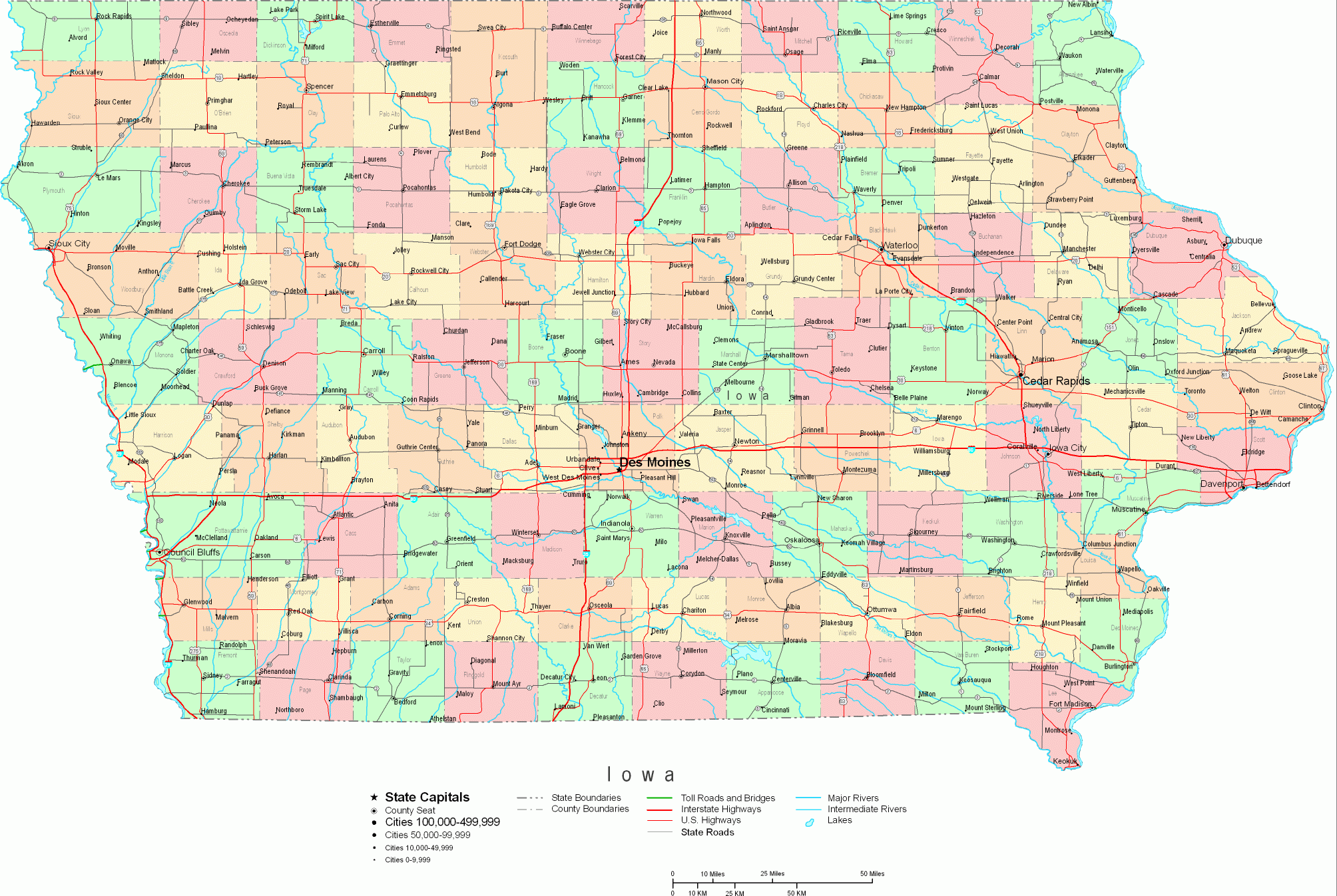 Elkaraydesign Printable Iowa County Map