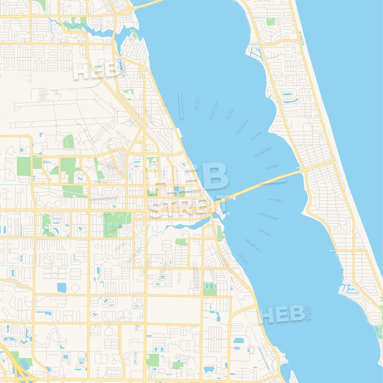 Empty Vector Map Of Melbourne Florida USA HEBSTREITS Sketches 