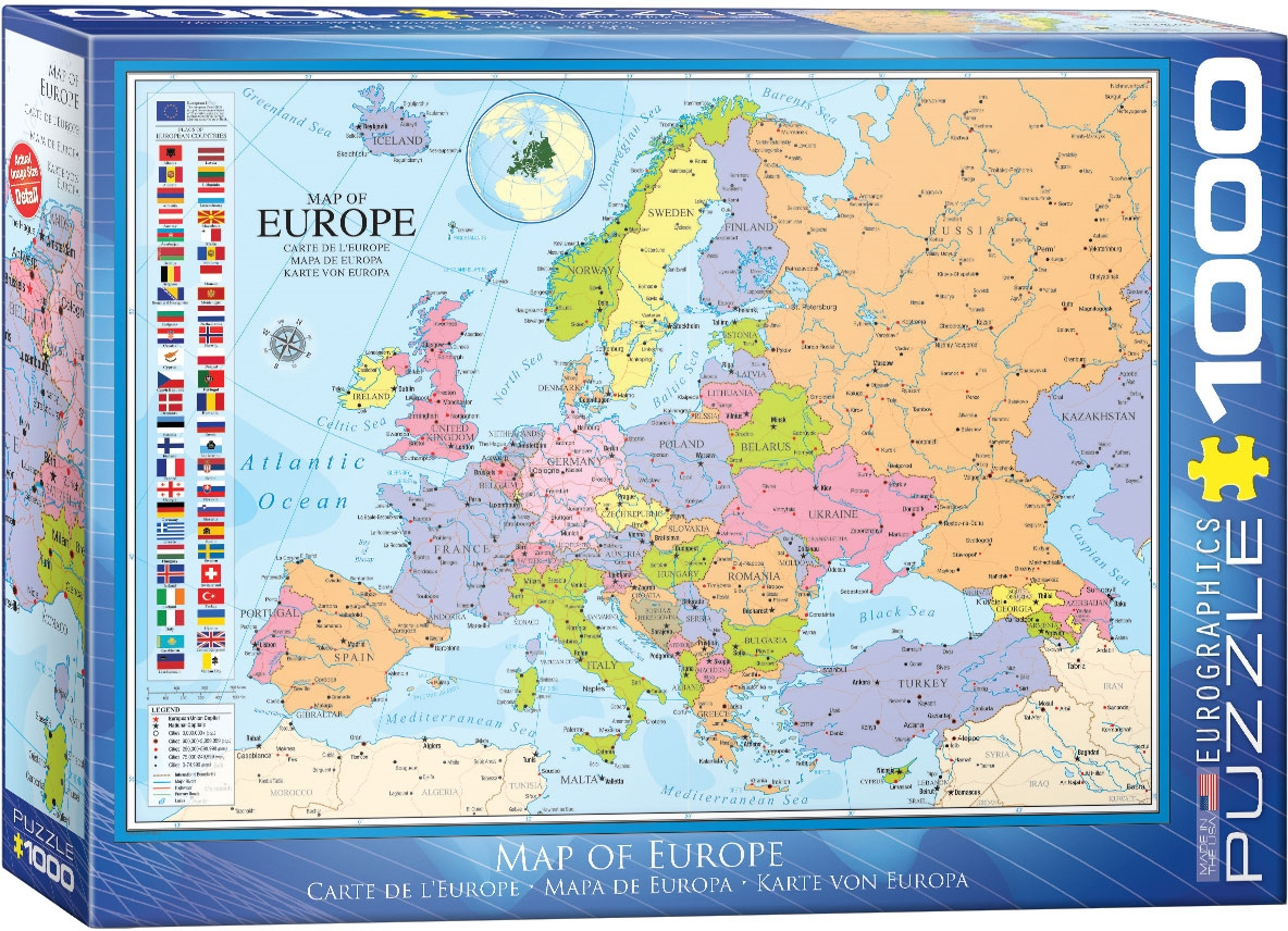 EuroGraphics Map Of Europe 1000 Piece Puzzle Box Size 10 quot X 14 quot X 2 