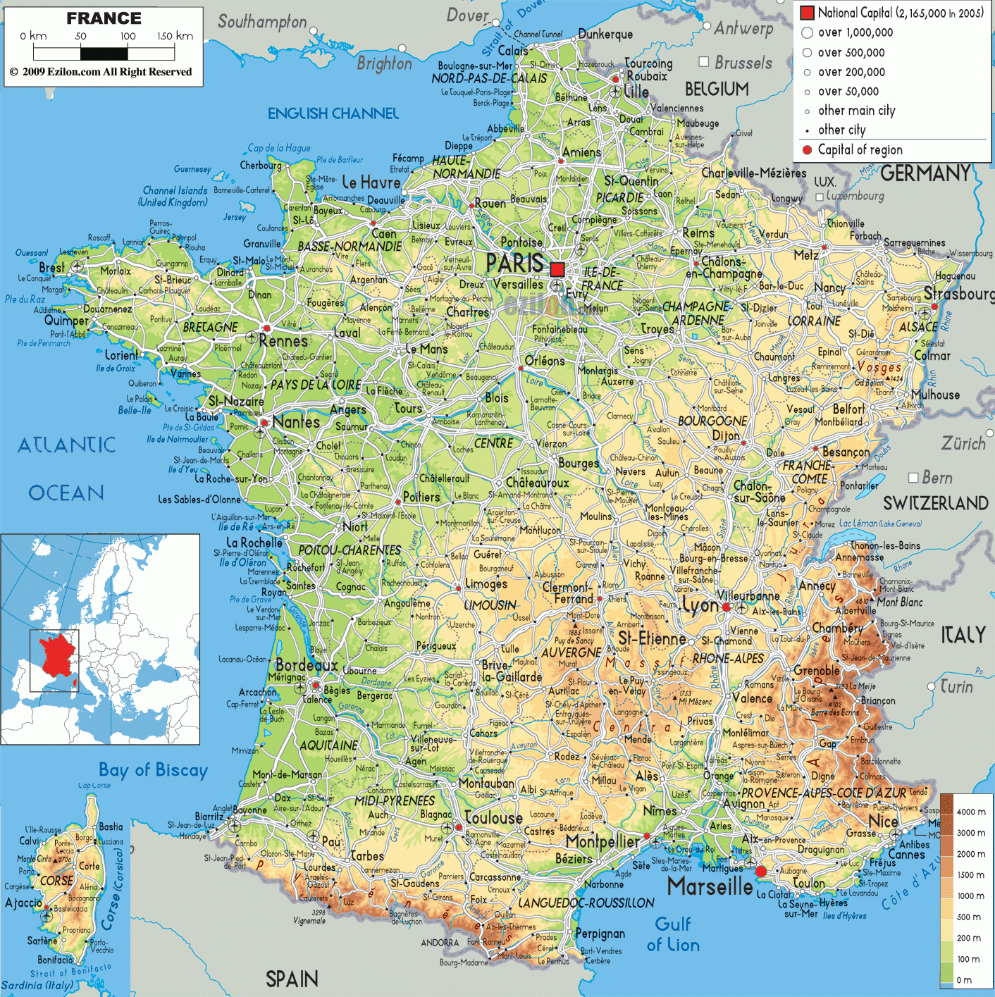 France Geographic Map Free Printable Maps