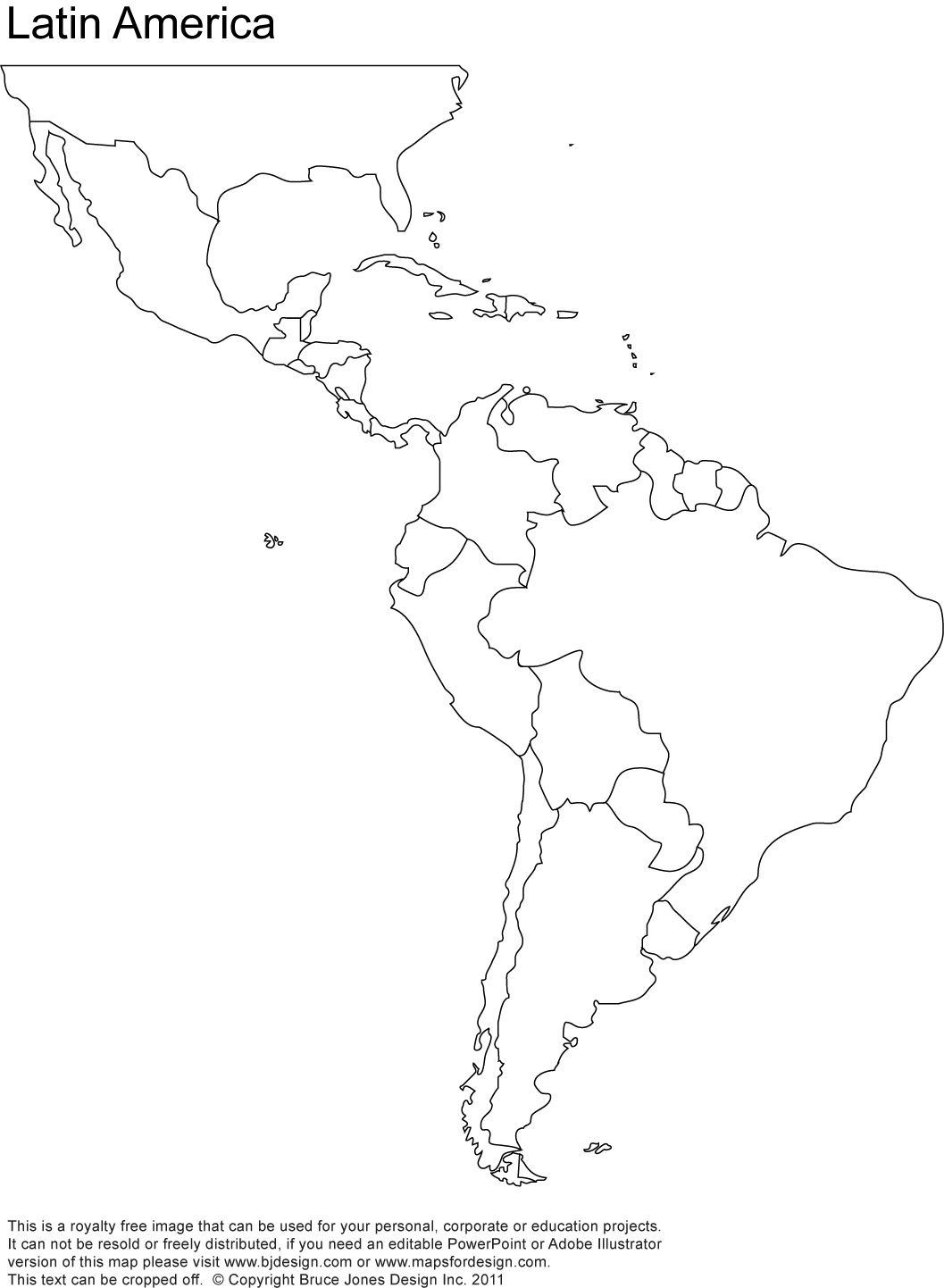 Free Blank Map Of North And South America Latin America Printable 