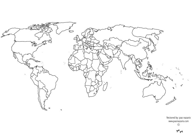 Free Printable World Map Black And White