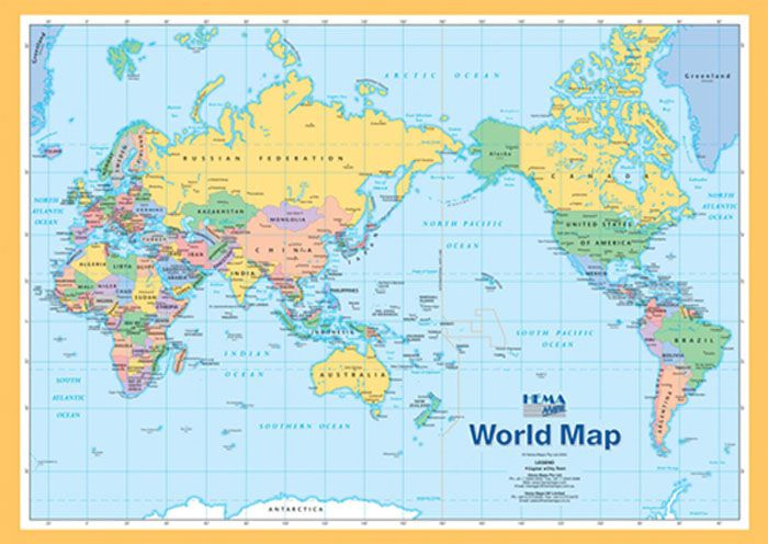 Free Printable World Map A4 Size World Map A4 Hema Maps Books 