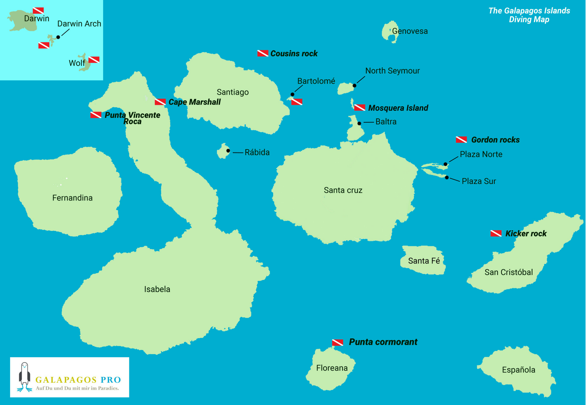 Galapagos Dive Sites Map Top 10 Diving Sites In The Galapagos Islands