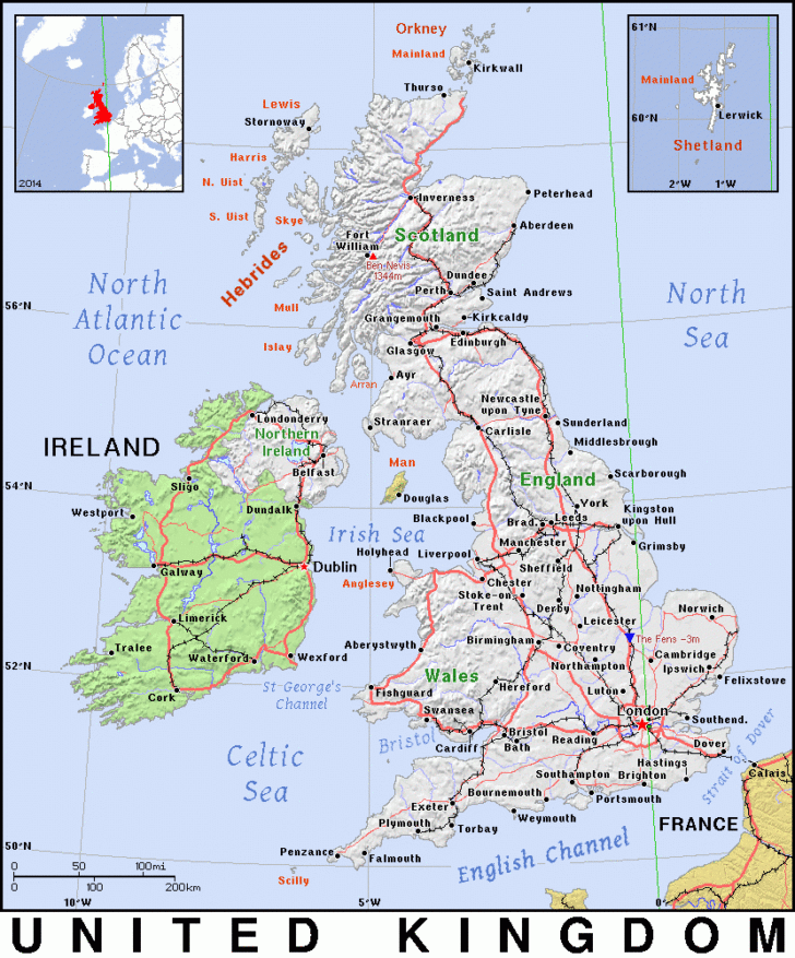 Printable Map Of England Free