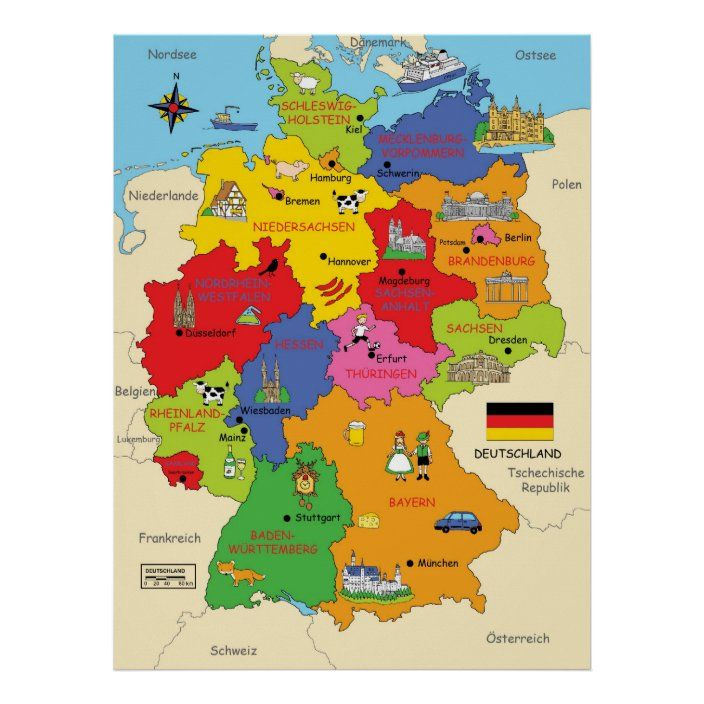 Germany Map Poster Zazzle In 2021 Germany Map Map Poster 