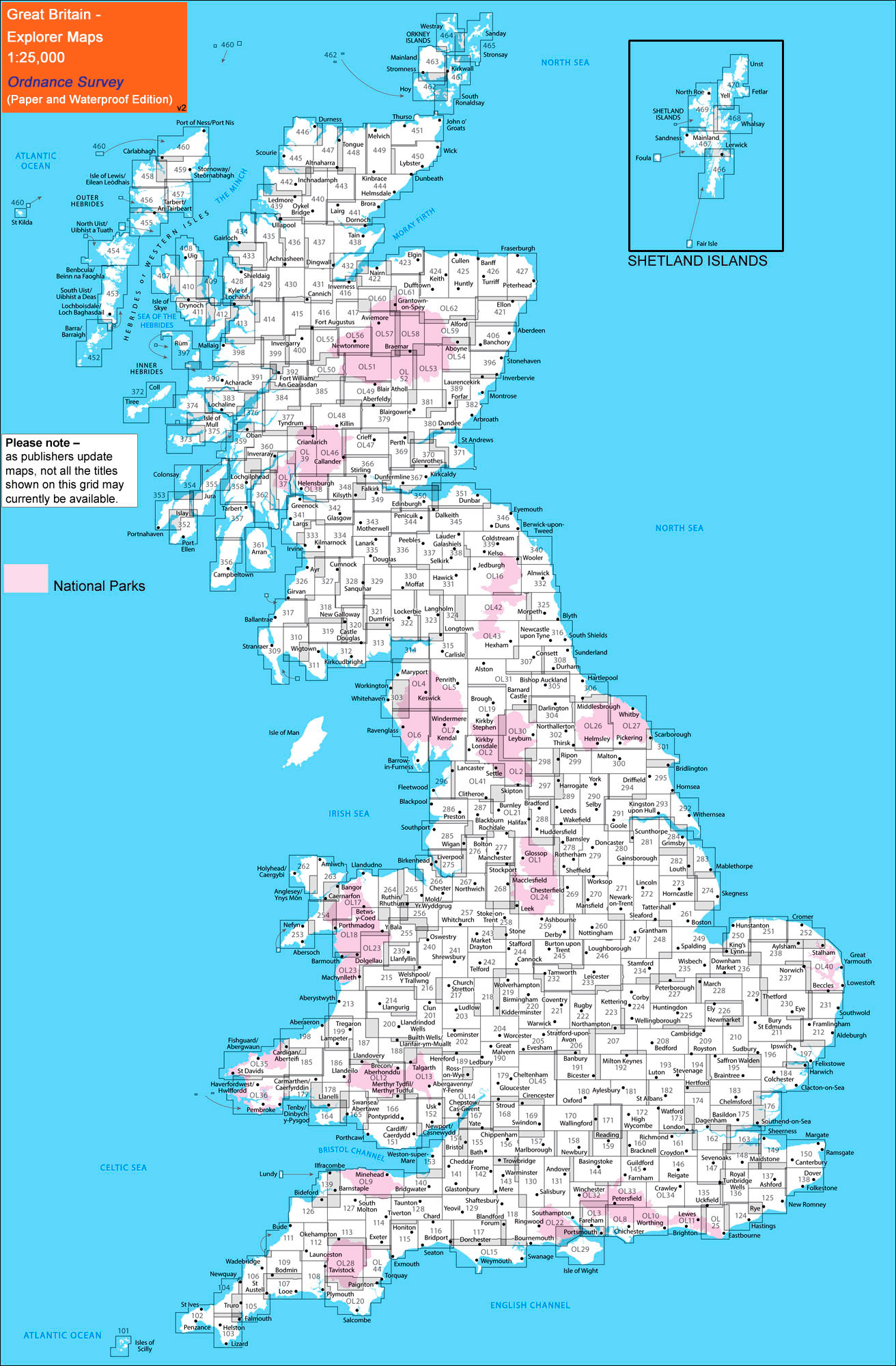 Great Britain OS 25K Explorer Maps Paper And Waterproof Editions 