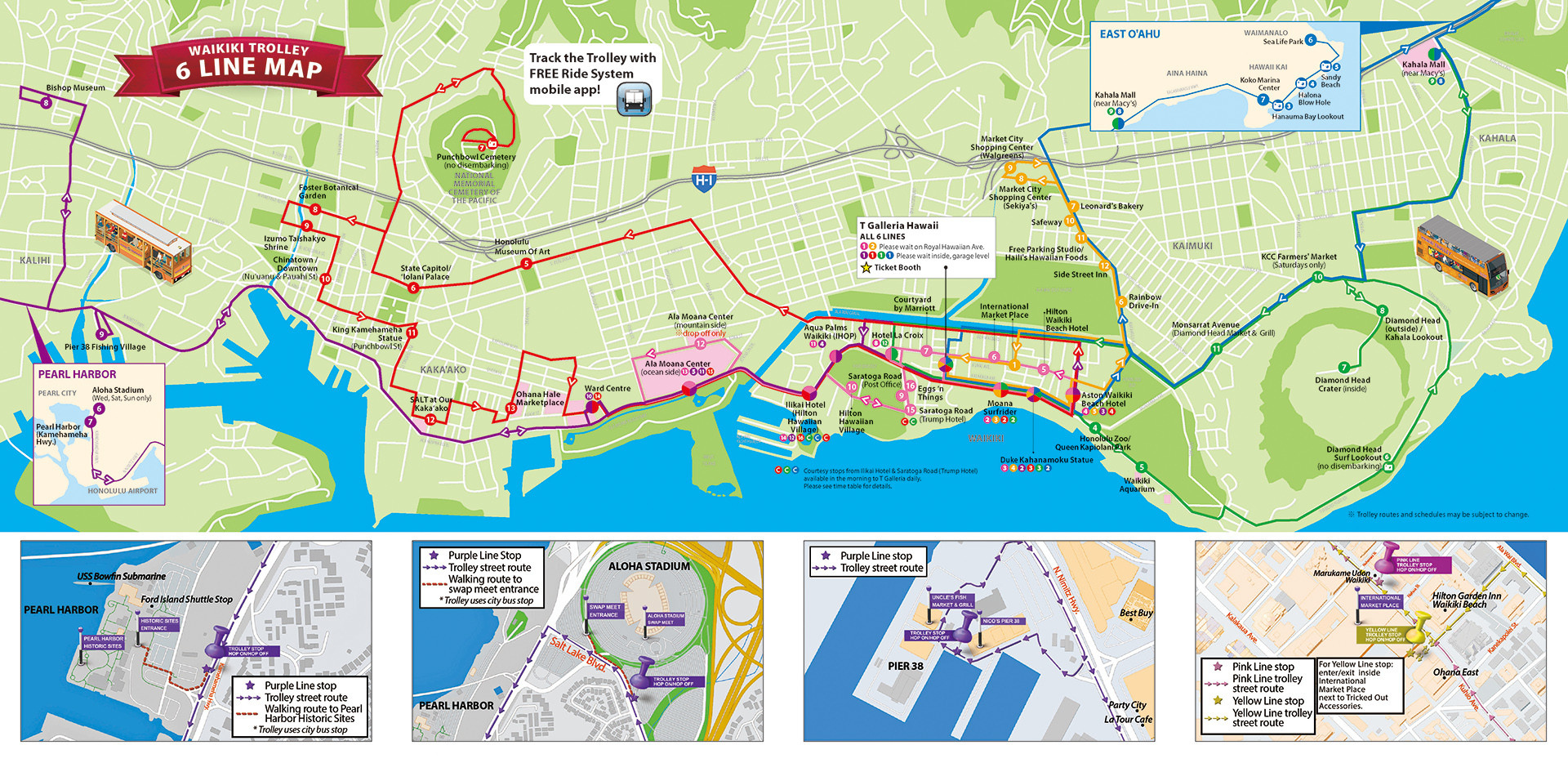 Waikiki Trolley Route Map | Adams Printable Map