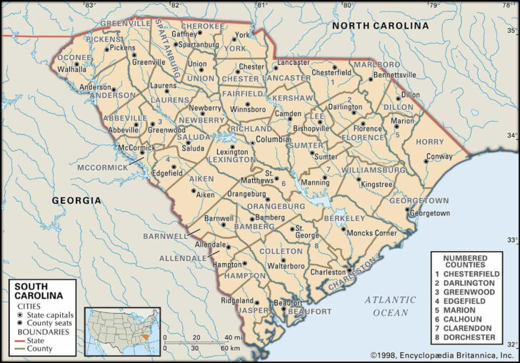 South Carolina County Maps With Large Print