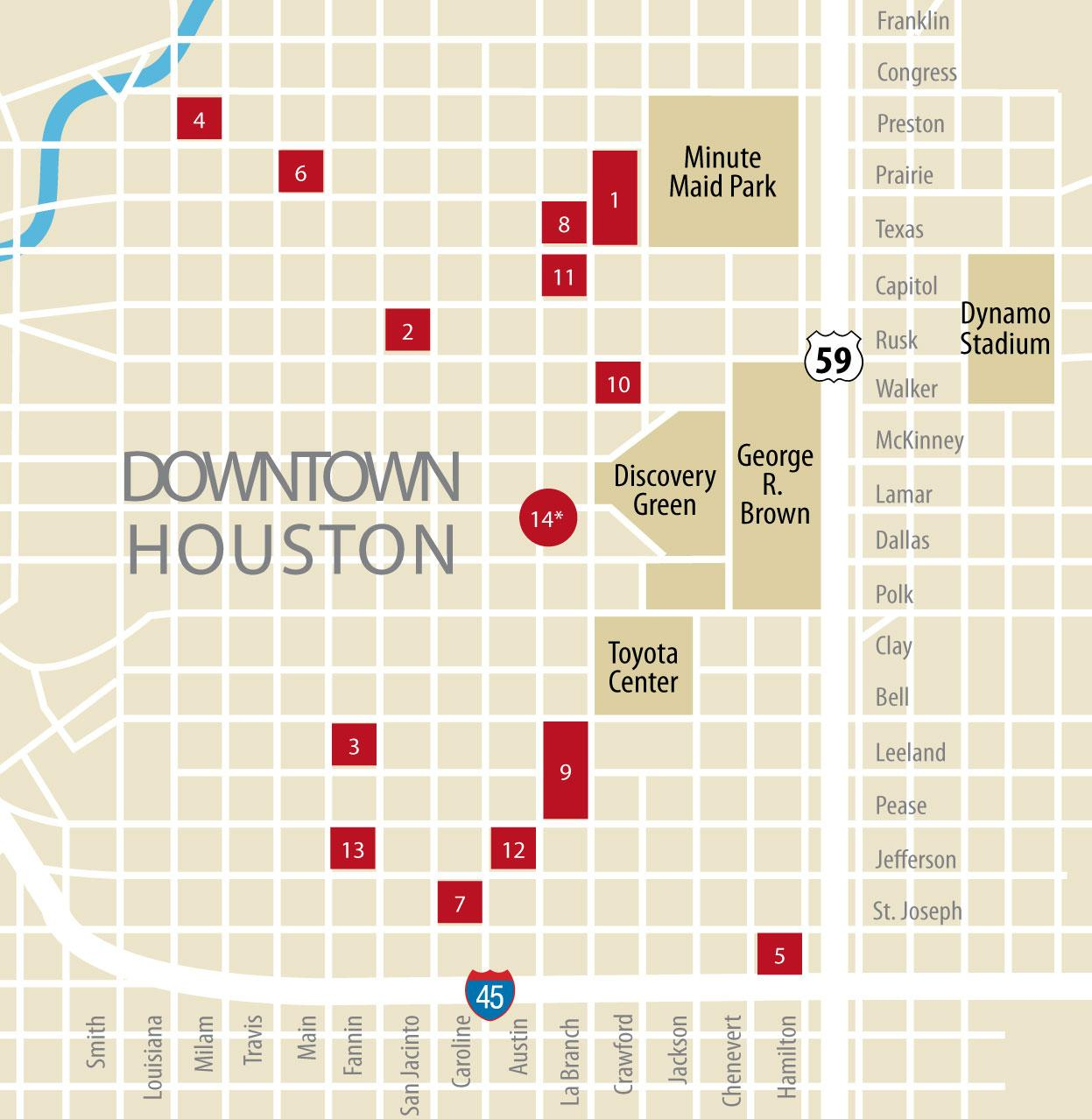 Houston Map Downtown Oppidan Library