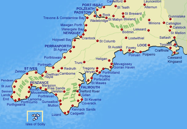 Image Map Of Cornwall Cornwall Online
