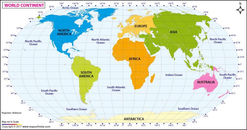 Image Result For Map Of World Showing Continents Continents 