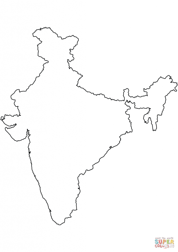 India Political Map In A4 Size Inside Map Of India Outline Printable 