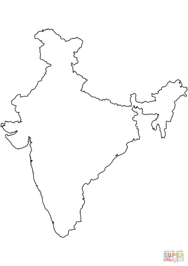 India Outline Map A4 Size Printable