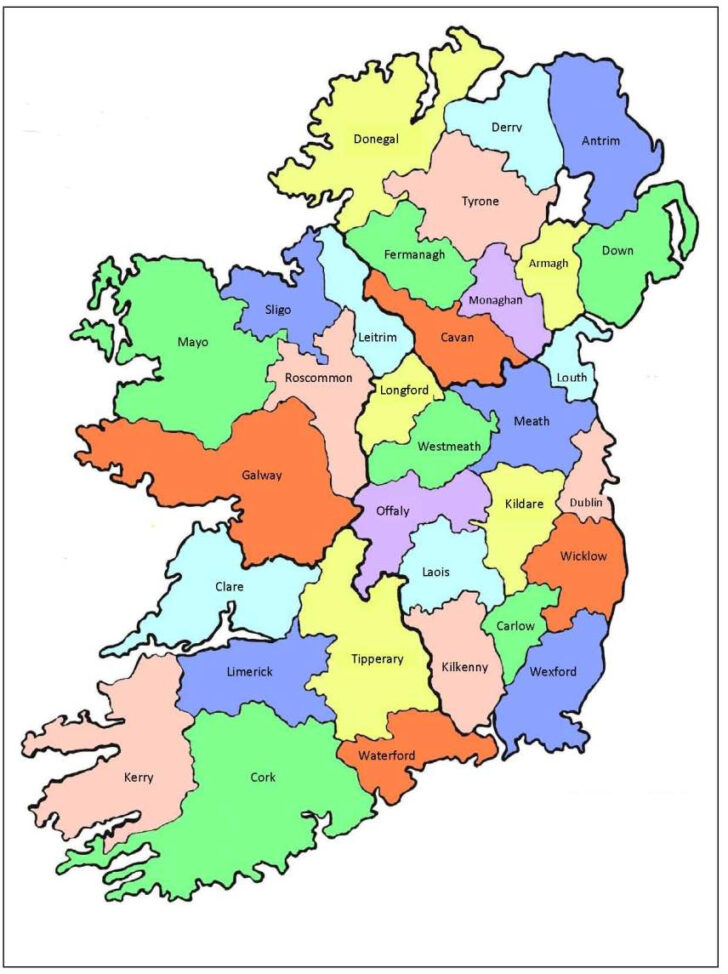 Ireland County Map Printable