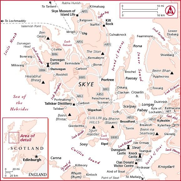 Isle Of Skye Map With Points Of Interest Isle Of Skye Map Isle Of 
