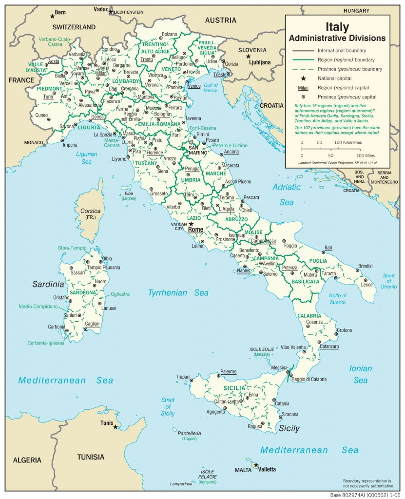 Italy Central Intelligence Agency Printable Map Of Italy For Kids 