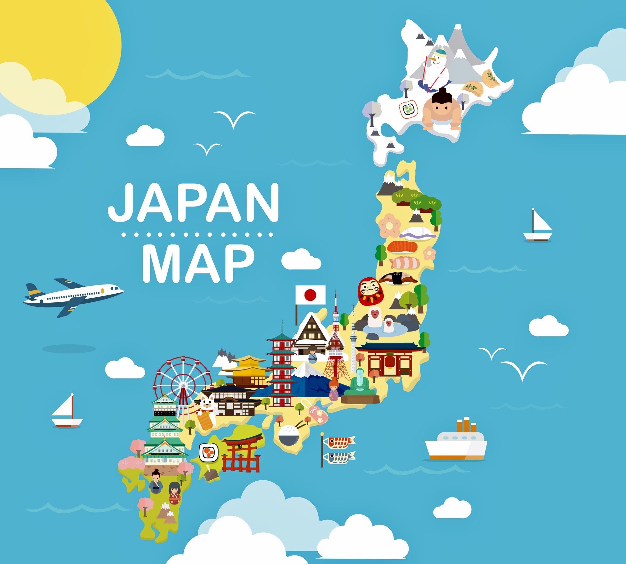 Japan Map Of Major Sights And Attractions OrangeSmile