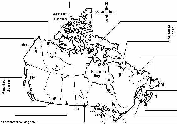 Label Canadian Provinces Map Printout EnchantedLearning