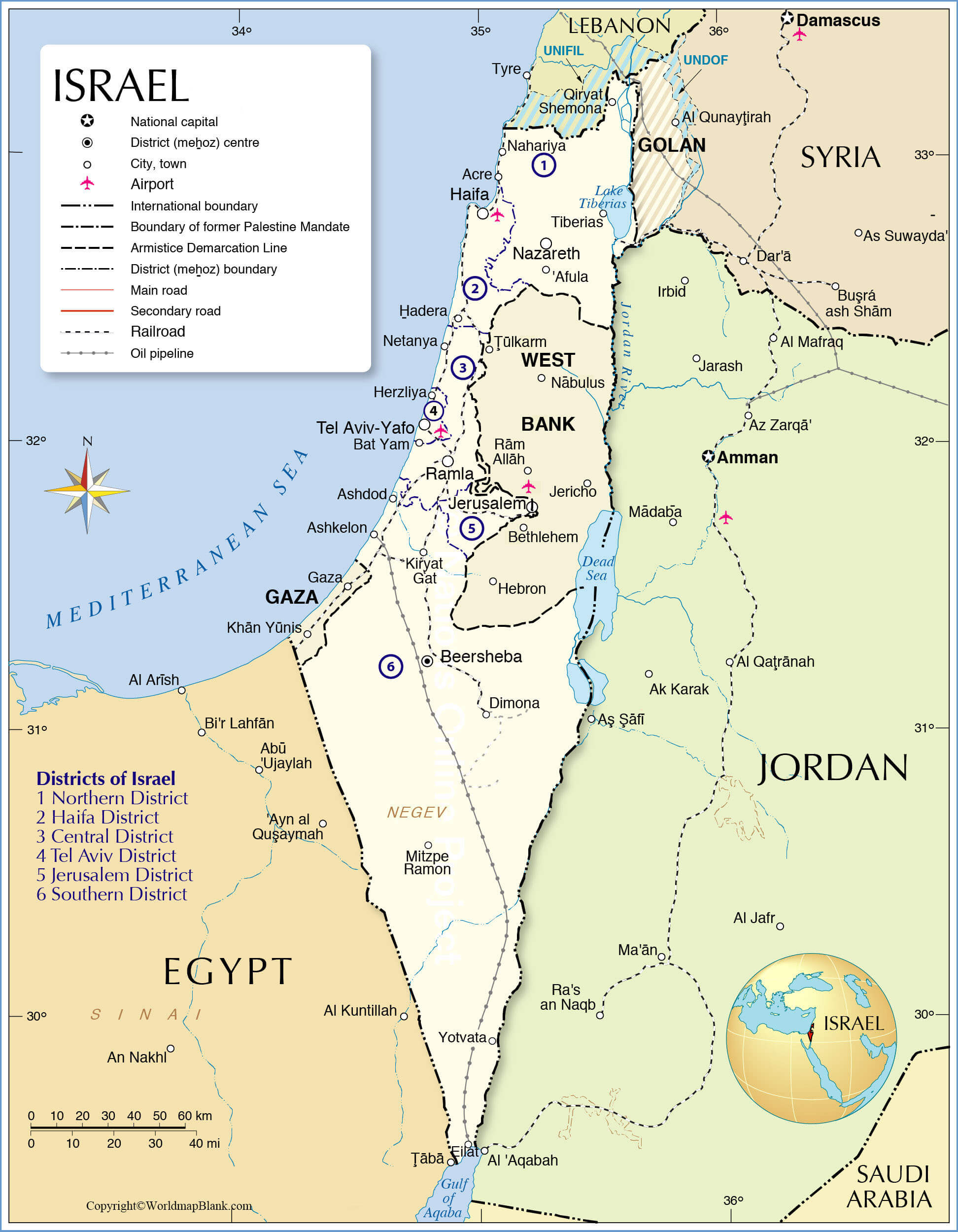 Labeled Map Of Israel With States World Map Blank And Printable