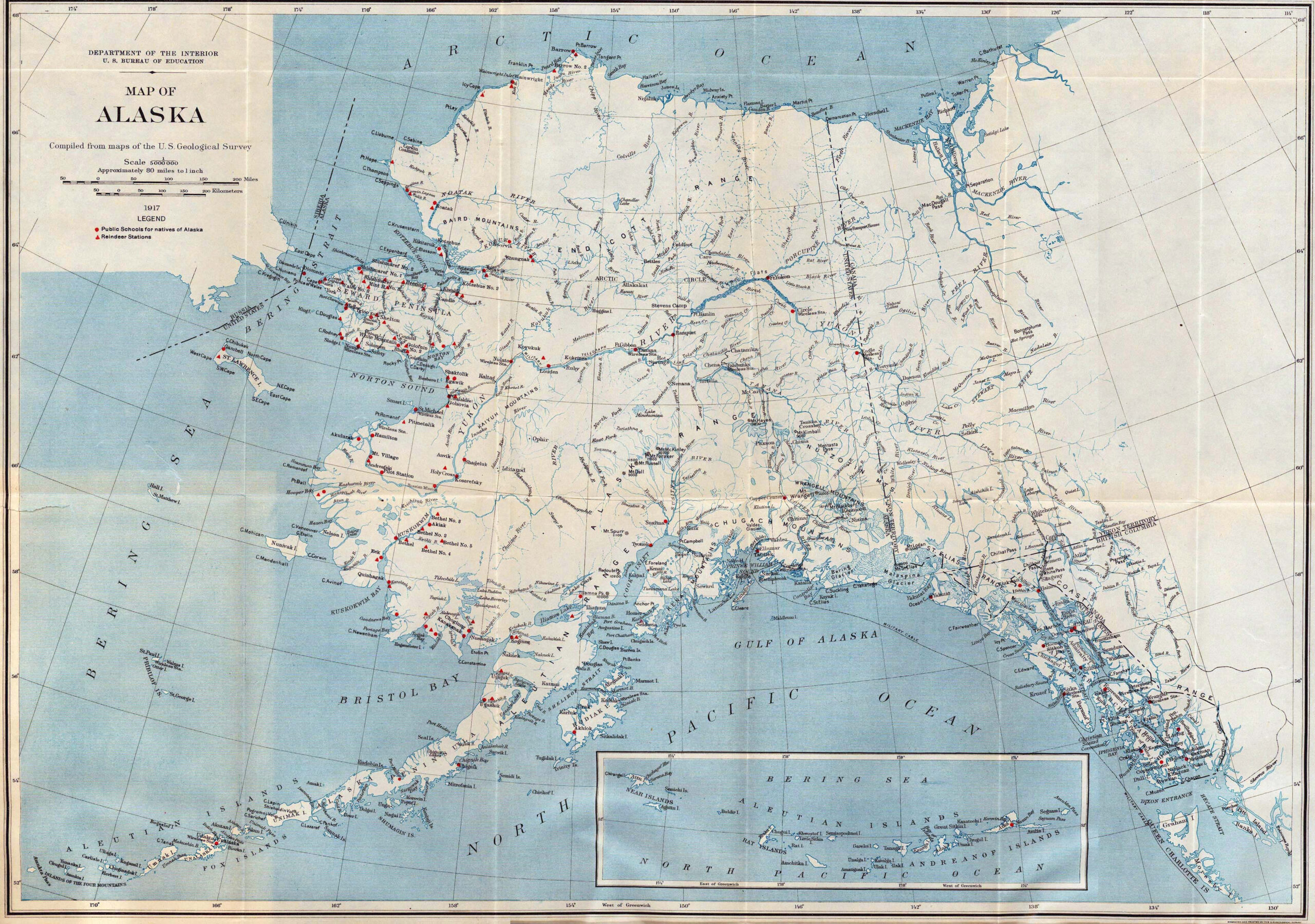 Laminated Map Large Detailed Old Map Of Alaska 1917 Poster 20 X 30 