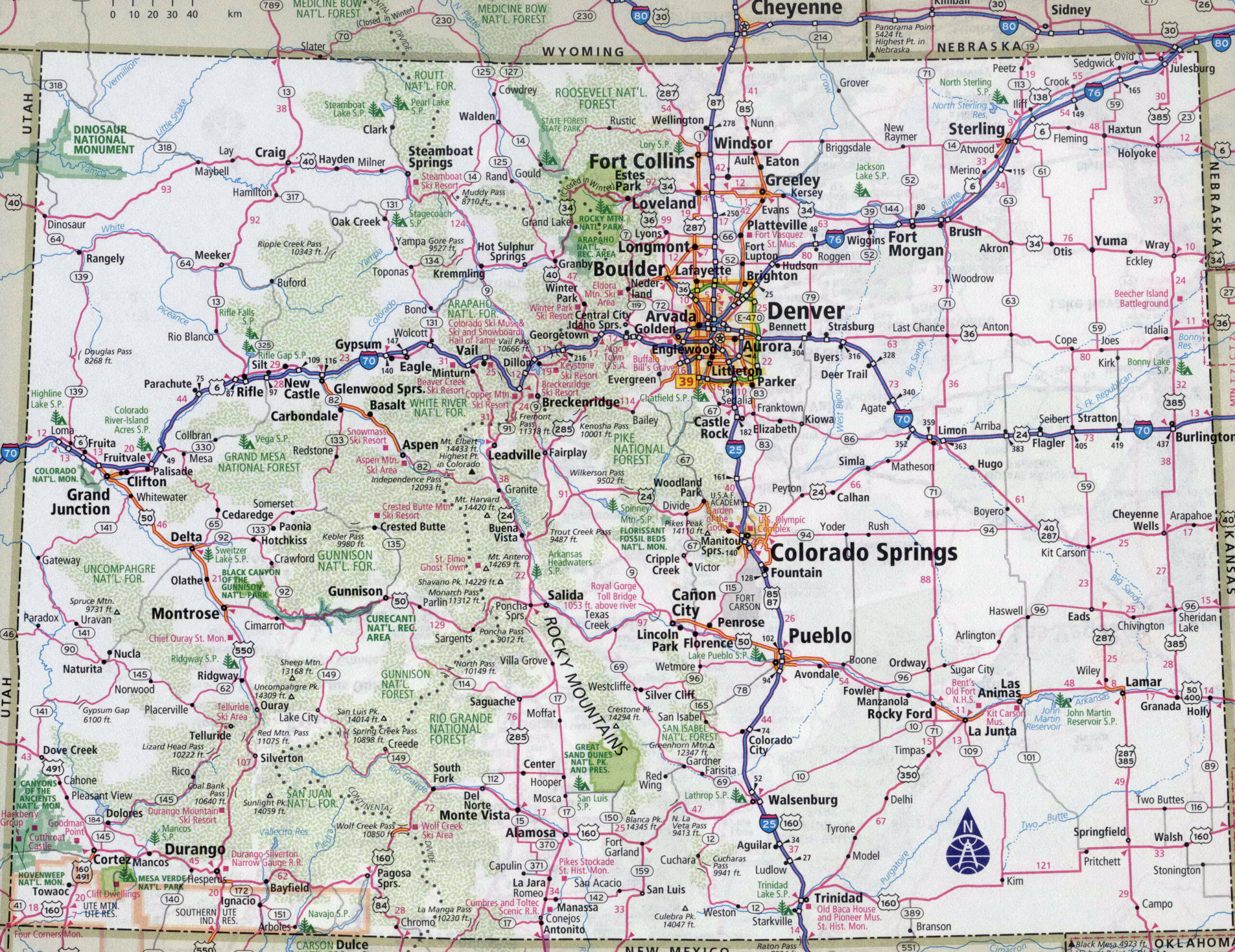 Laminated Map Large Detailed Roads And Highways Map Of Colorado State 