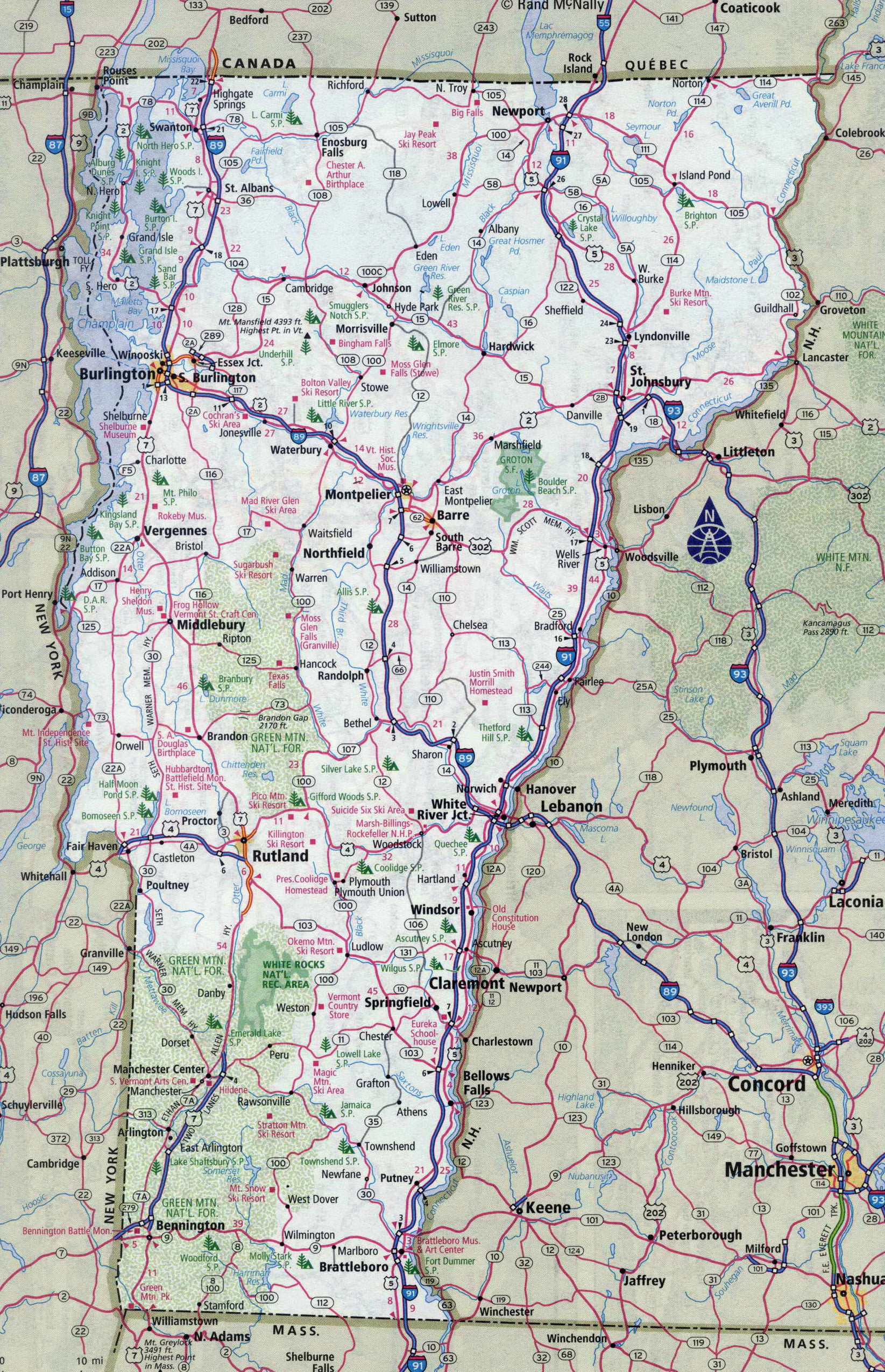 Laminated Map Large Detailed Roads And Highways Map Of Vermont State 
