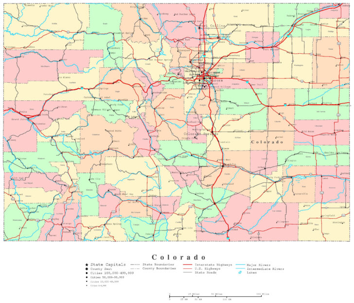 Printable Map Pf Colorado