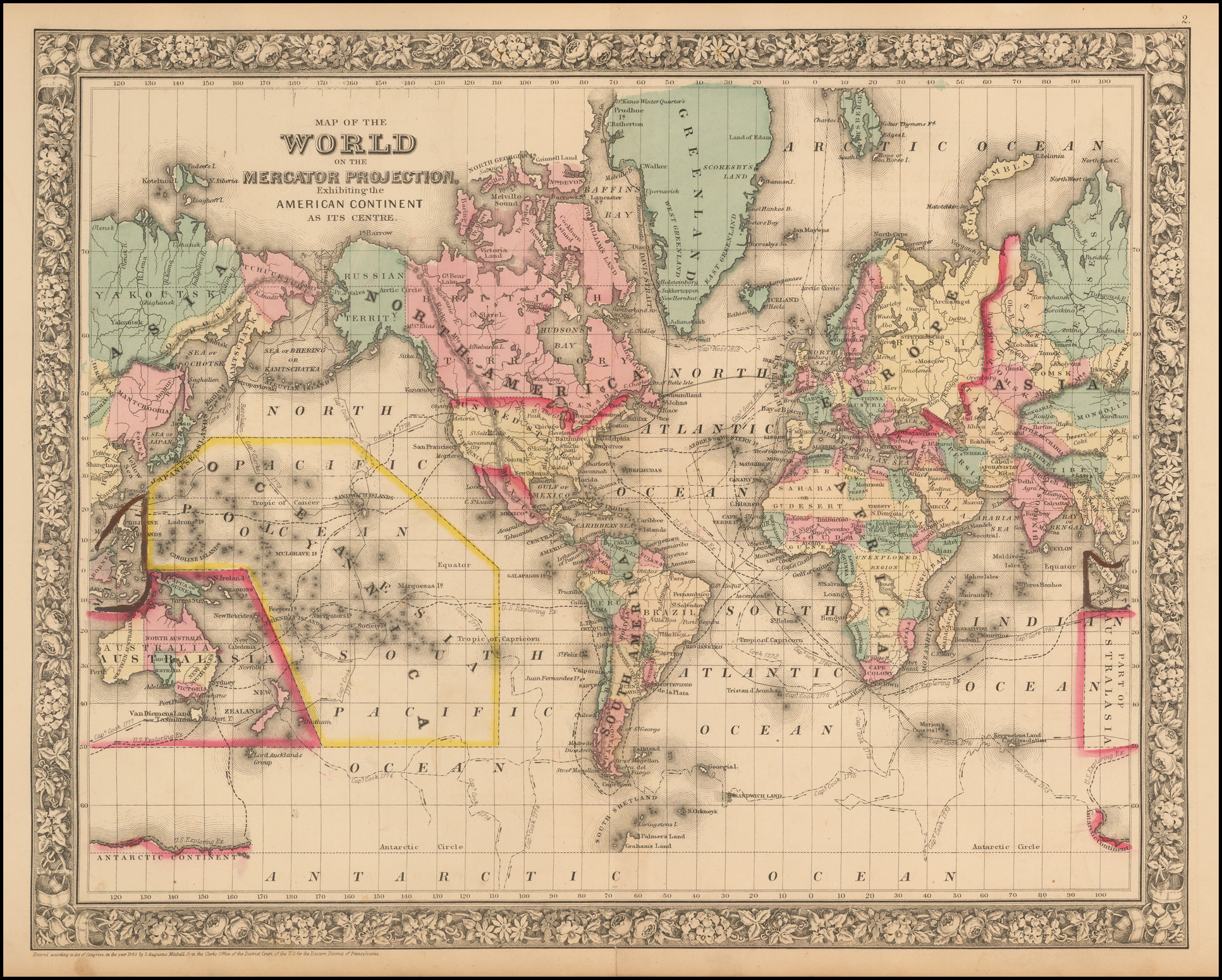 LAMINATED POSTER Map Of The World On The Mercator Projection 