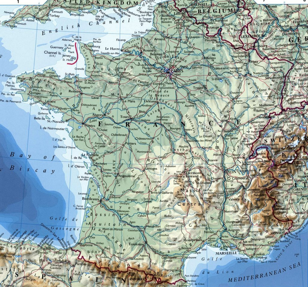 Large Detailed Map Of France With Cities Printable Road Map Of France 