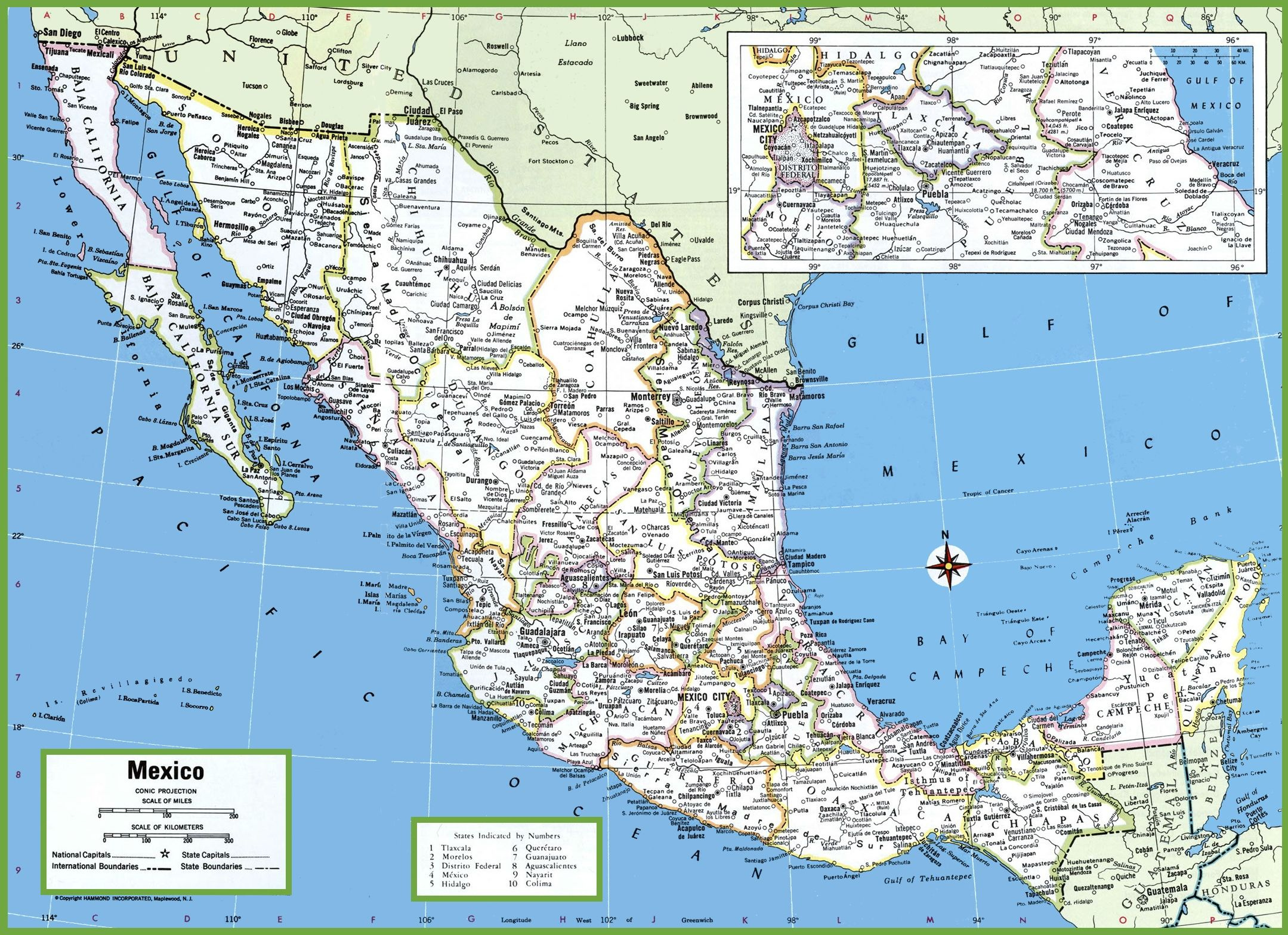 Large Detailed Map Of Mexico With Cities And Towns Mexico Map Map 