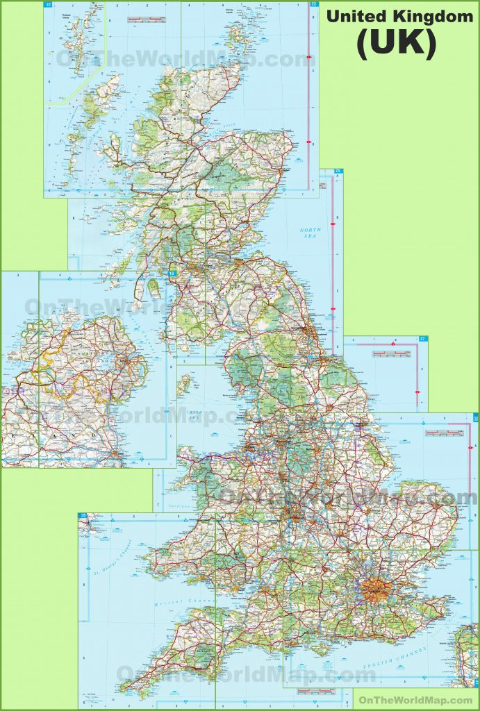 Large Detailed Map Of Uk With Cities And Towns Regarding Printable Road 