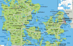 Large Detailed Physical Map Of Denmark With All Roads Cities And