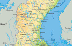 Large Detailed Physical Map Of Sweden With All Roads Cities And