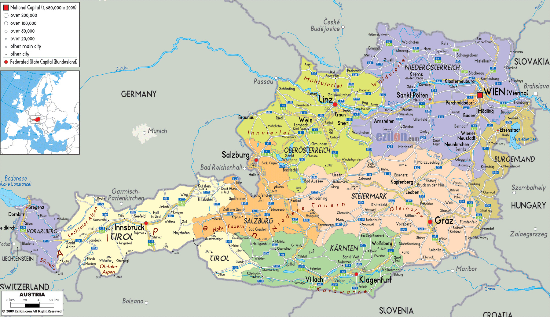 Large Detailed Political And Administrative Map Of Austria With All 