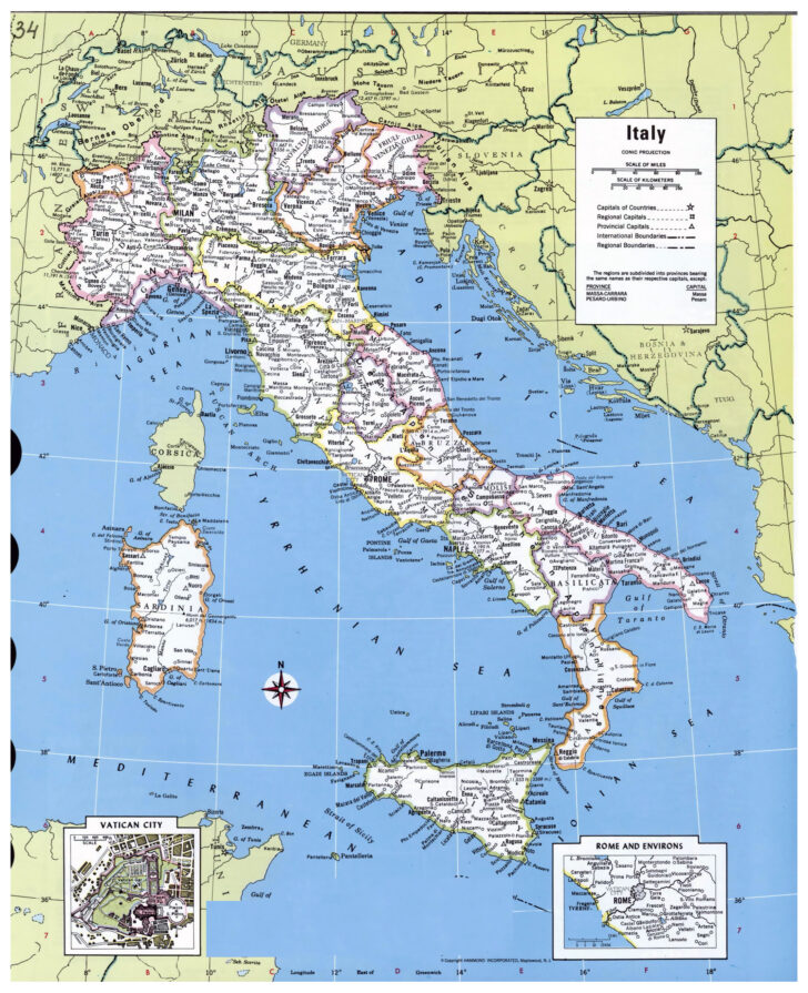 Large Print Map Of Italy With Cities