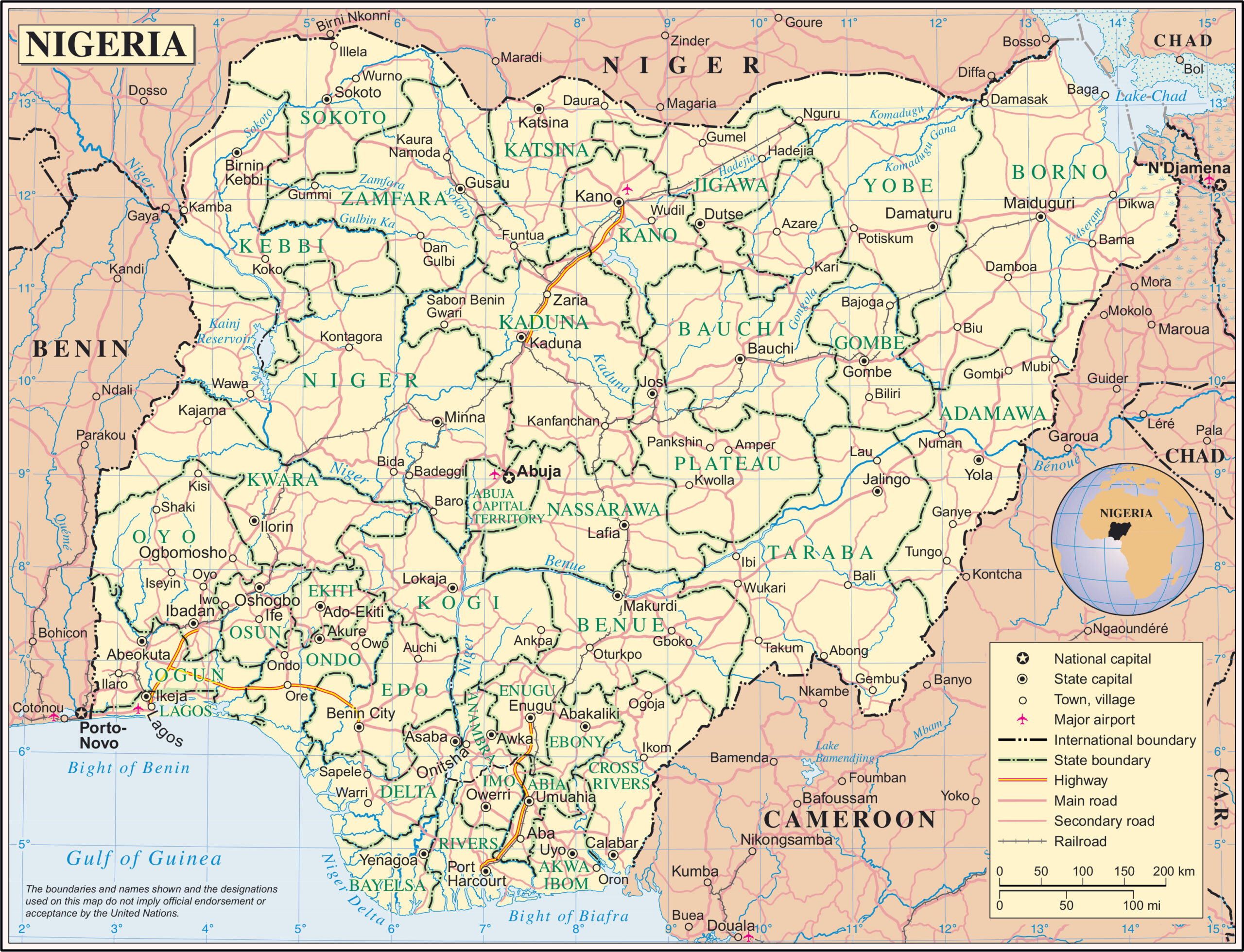 Large Detailed Political And Administrative Map Of Nigeria With All 