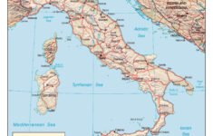 Large Detailed Relief And Political Map Of Italy With Major Cities And