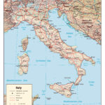 Large Detailed Relief And Political Map Of Italy With Major Cities And