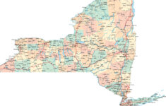 Large Detailed Road And Administrative Map Of New York State New York
