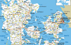 Large Detailed Road Map Of Denmark With All Cities And Airports