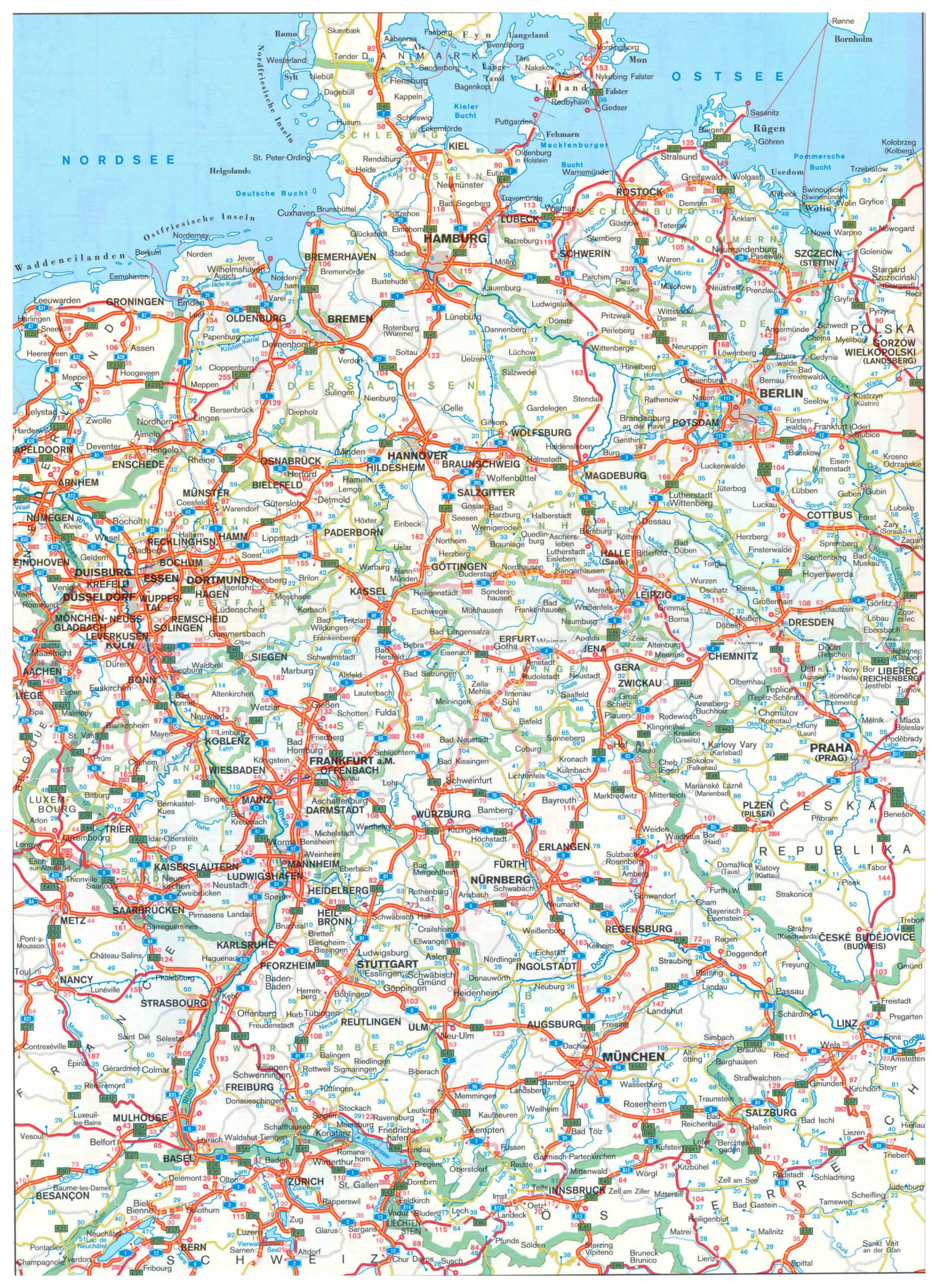 Large Detailed Road Map Of Germany With All Cities Germany Large 