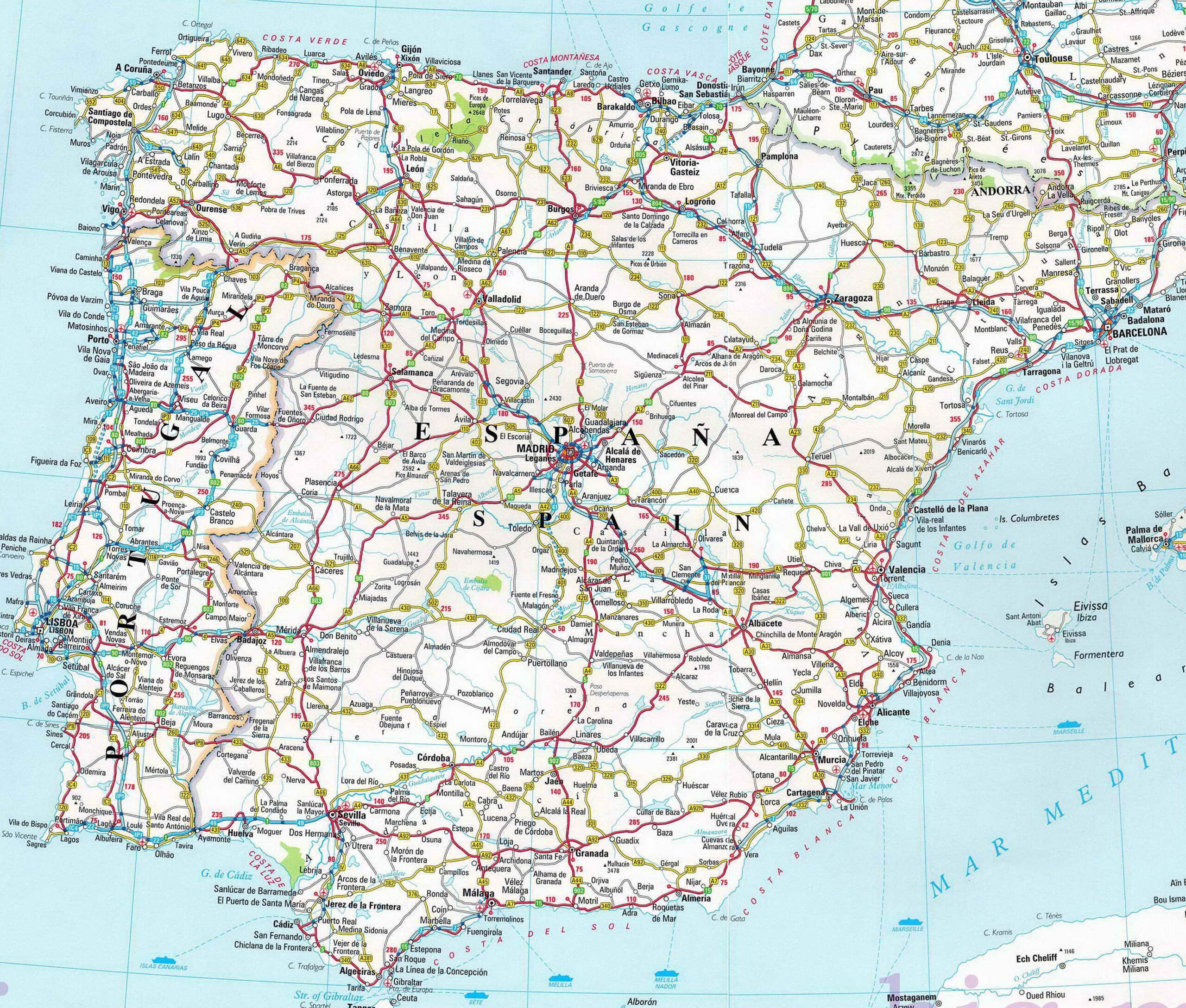 travel map of spain and portugal