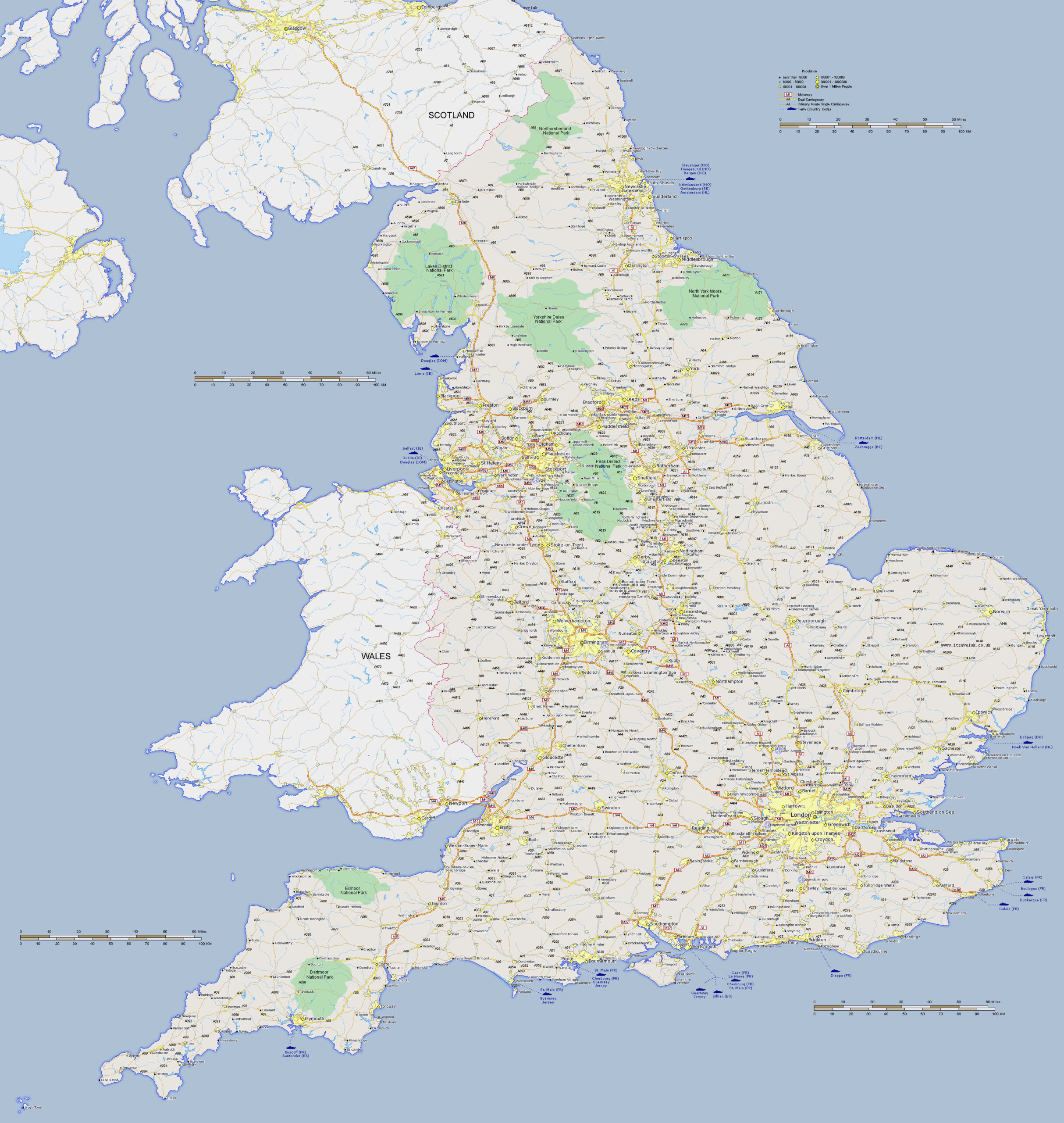 Large Detailed Road Map Of United Kingdom With Cities Vidiani 