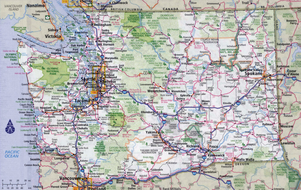 Washington State Map Printable | Adams Printable Map