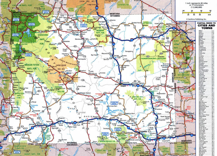 Large Map Of Wyomingailed Map Of Wyoming State