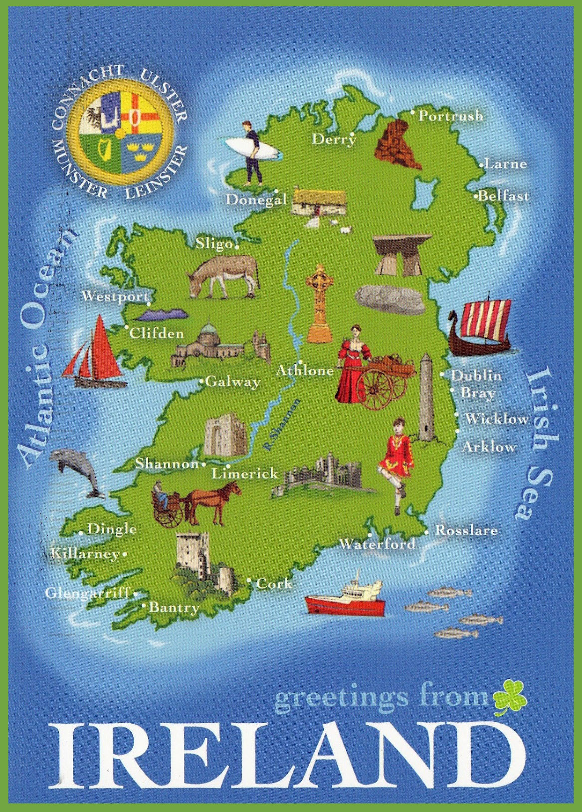 Large Detailed Tourist Illustrated Map Of Ireland Ireland Europe 