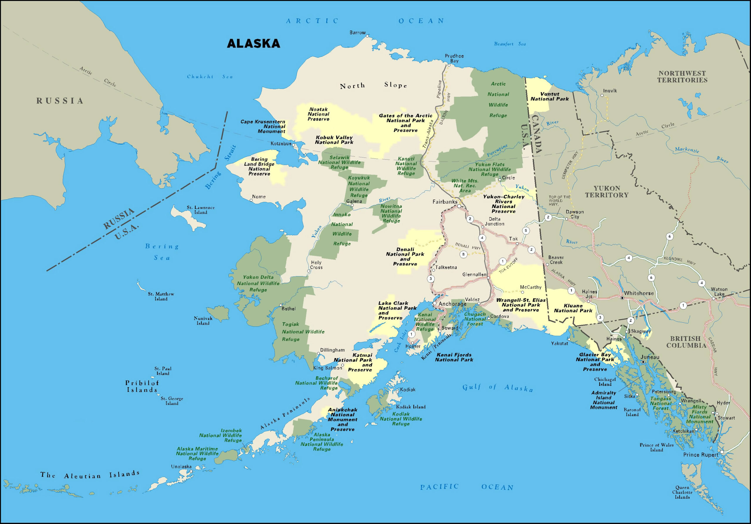 Large National Parks Map Of Alaska State Alaska State Large National 