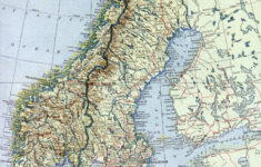 Large Old Map Of Norway And Sweden With Relief Roads And Cities 1922