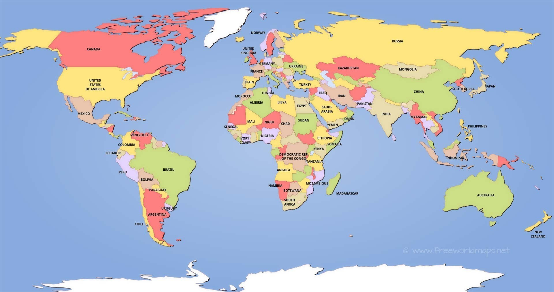 Large Printable World Map With Countries In PDF World Map With Countries